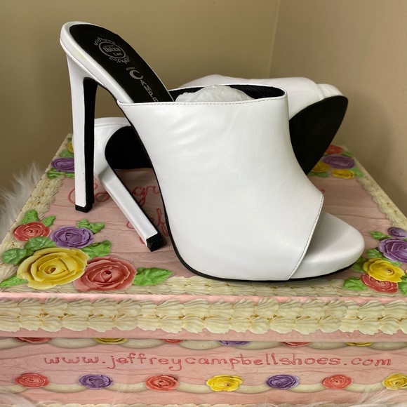 Jeffrey Campbell White Leather Mule Heels - Picture 8 of 12
